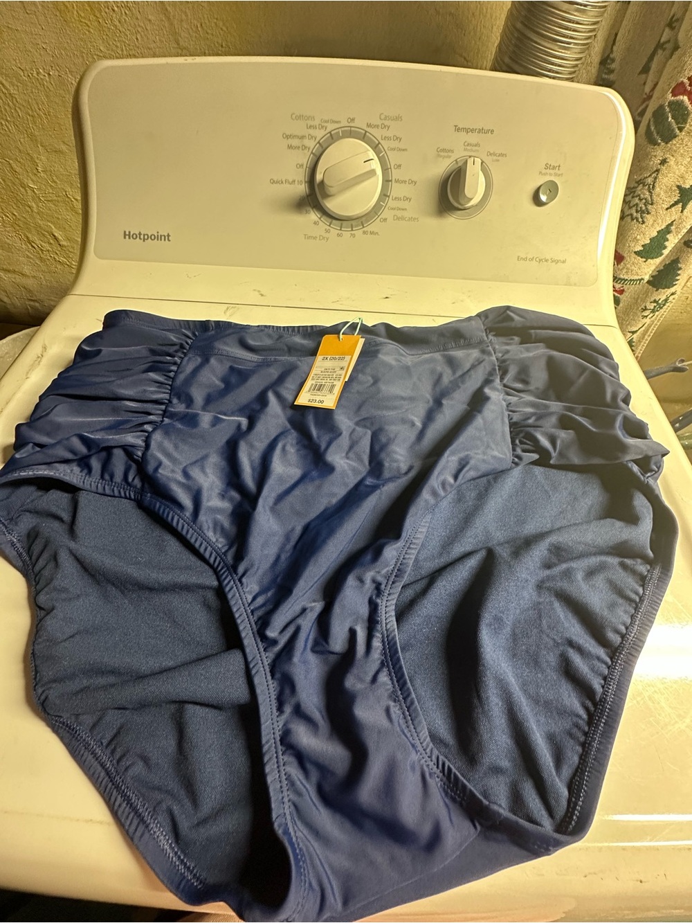 Navy High-Waist Swim Bottoms